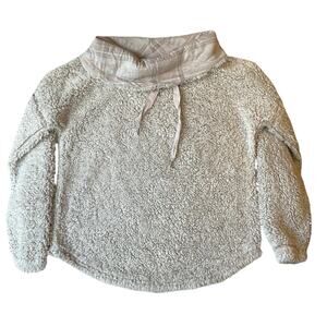 Maurices Women Sweatshirt Size L Gray Fleece Long Sleeve Faux Fur Turtleneck
